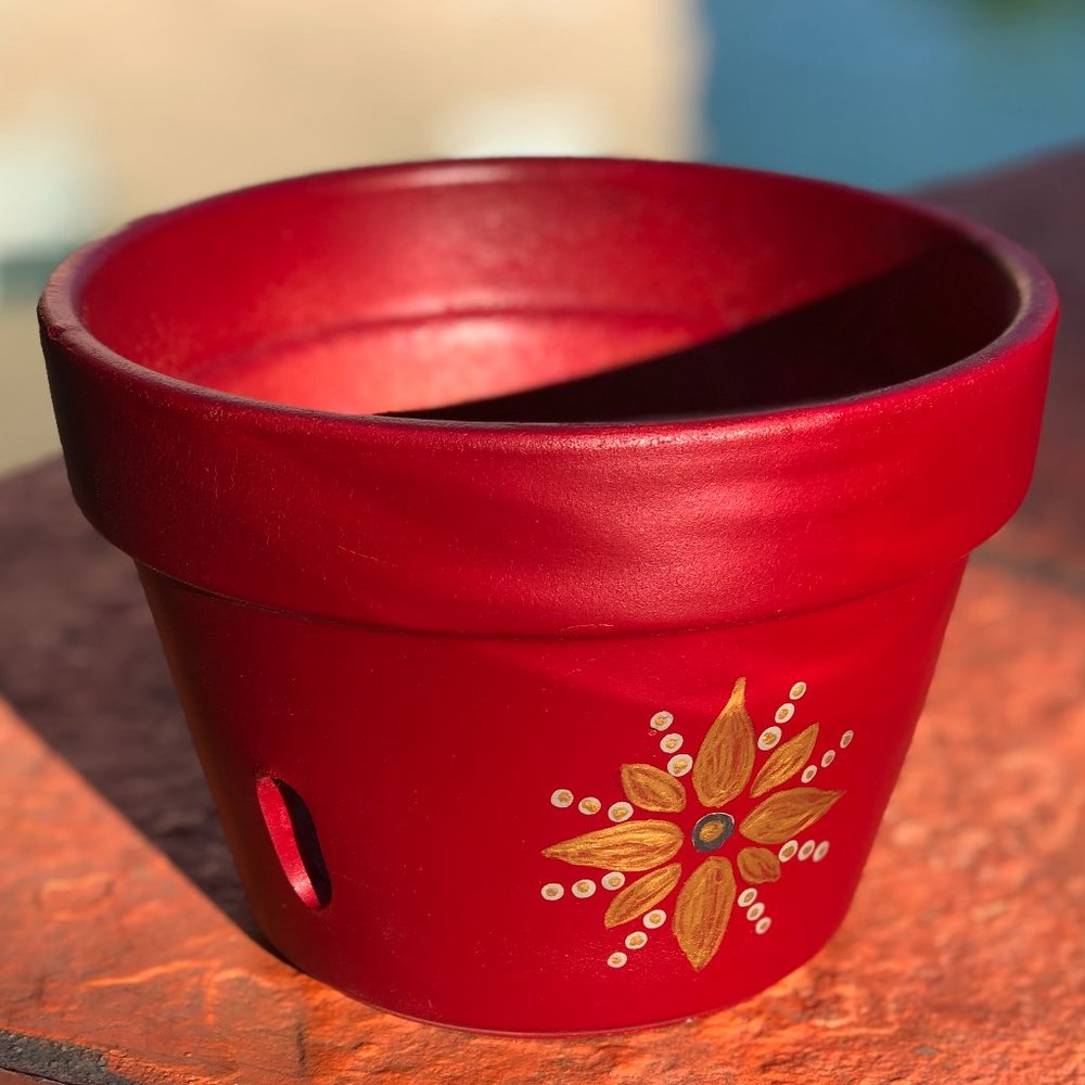 Fleur Mandala in Satin Burgundy (6”Orchid Pot)